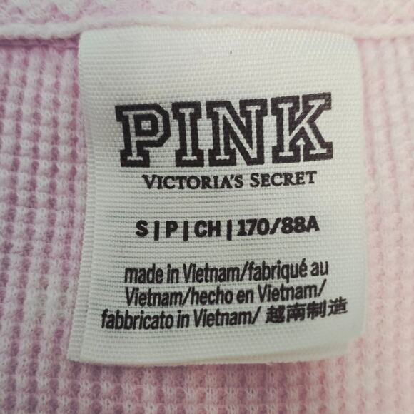 Victoria Secret Pink Crop Thermal Light Pink Tie Dye Winter Long Sleeve Shirt S - Picture 4 of 5